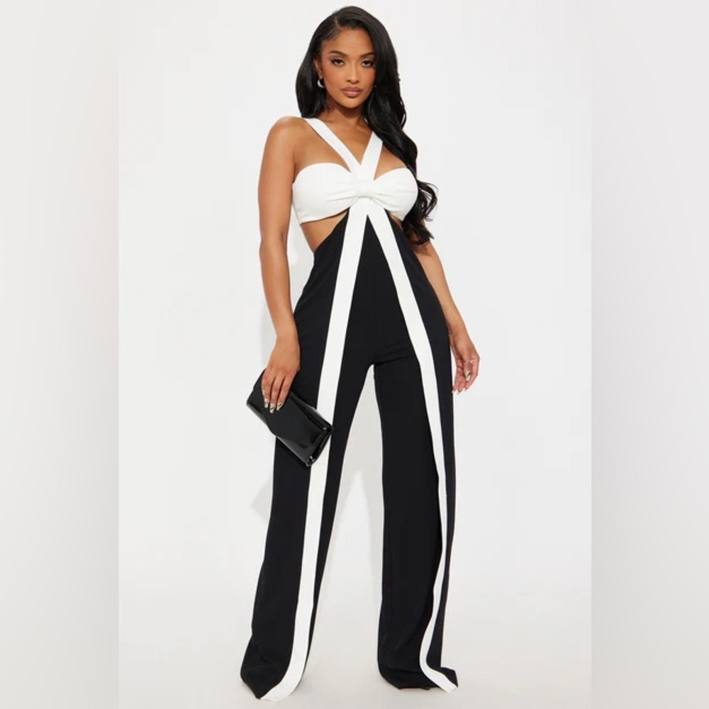 Black and White Cutout Jumpsuit